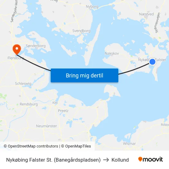 Nykøbing Falster St. (Banegårdspladsen) to Kollund map