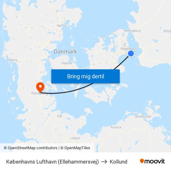 Københavns Lufthavn (Ellehammersvej) to Kollund map