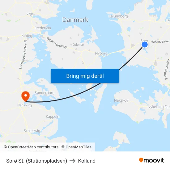 Sorø St. (Stationspladsen) to Kollund map