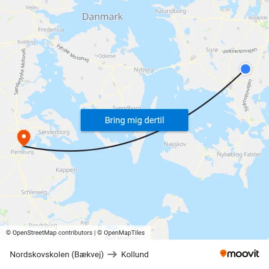 Nordskovskolen (Bækvej) to Kollund map