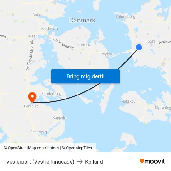 Vesterport (Vestre Ringgade) to Kollund map