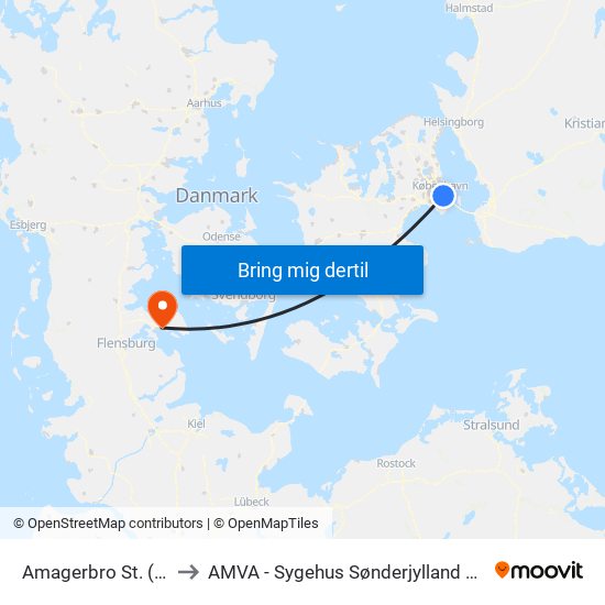 Amagerbro St. (Metro) to AMVA - Sygehus Sønderjylland Sønderborg map