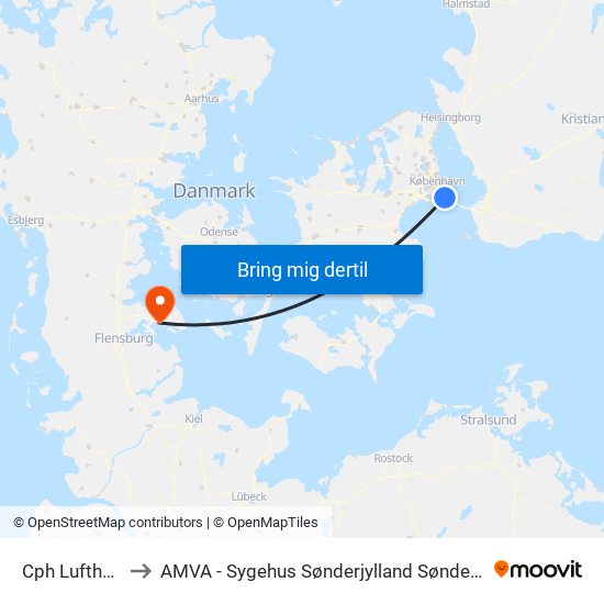 Cph Lufthavn to AMVA - Sygehus Sønderjylland Sønderborg map