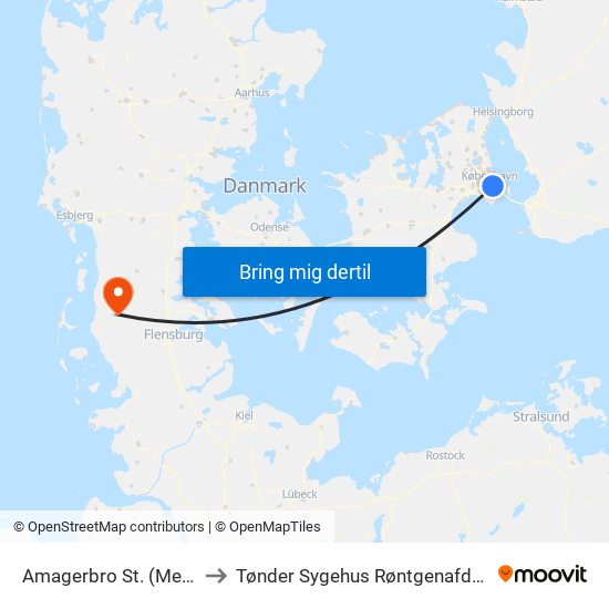 Amagerbro St. (Metro) to Tønder Sygehus Røntgenafdeling map