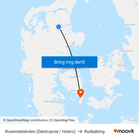 Rosendalskolen (Døstrupvej / Hobro) to Rudkøbing map