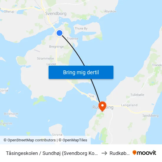 Tåsingeskolen / Sundhøj (Svendborg Kommune) to Rudkøbing map