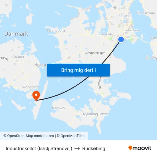 Industriskellet (Ishøj Strandvej) to Rudkøbing map