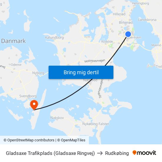 Gladsaxe Trafikplads (Gladsaxe Ringvej) to Rudkøbing map