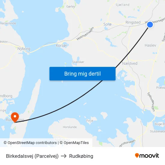 Birkedalsvej (Parcelvej) to Rudkøbing map