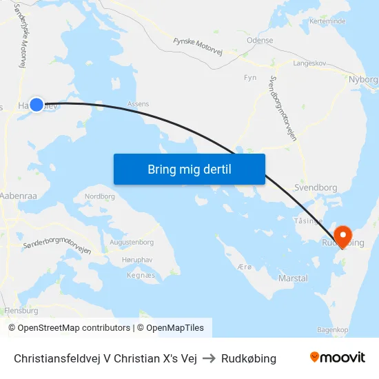Christiansfeldvej V Christian X's Vej to Rudkøbing map