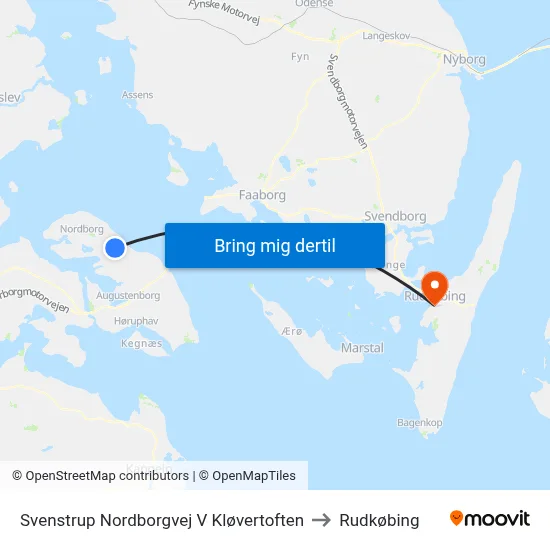 Svenstrup Nordborgvej V Kløvertoften to Rudkøbing map