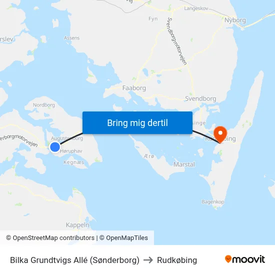 Bilka Grundtvigs Allé (Sønderborg) to Rudkøbing map
