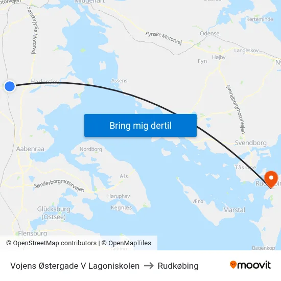 Vojens Østergade V Lagoniskolen to Rudkøbing map