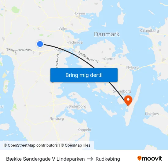 Bække Søndergade V Lindeparken to Rudkøbing map