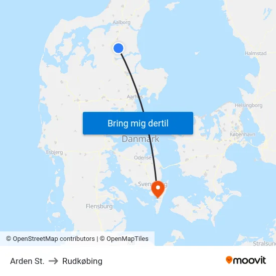 Arden St. to Rudkøbing map