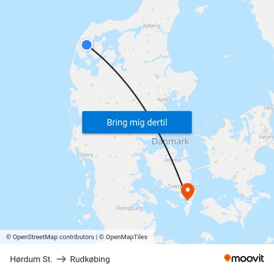 Hørdum St. to Rudkøbing map
