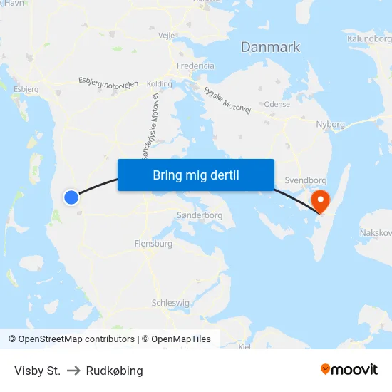Visby St. to Rudkøbing map