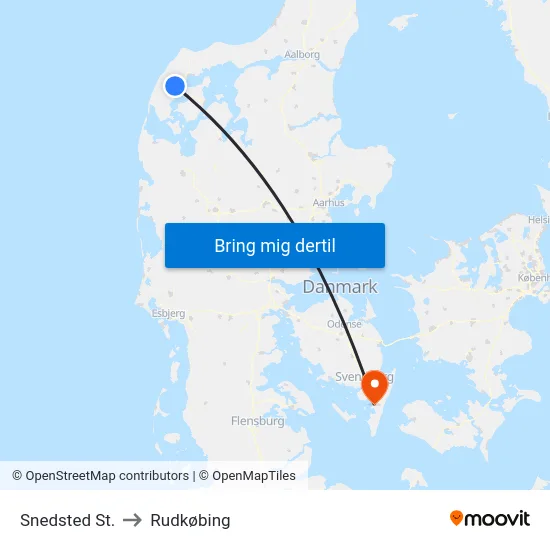 Snedsted St. to Rudkøbing map