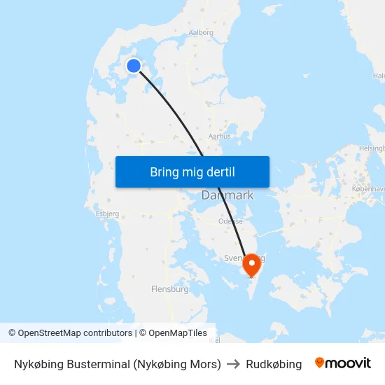 Nykøbing Busterminal (Nykøbing Mors) to Rudkøbing map