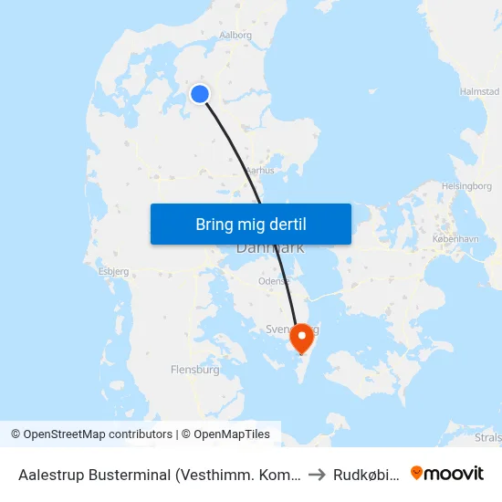 Aalestrup Busterminal (Vesthimm. Komm.) to Rudkøbing map