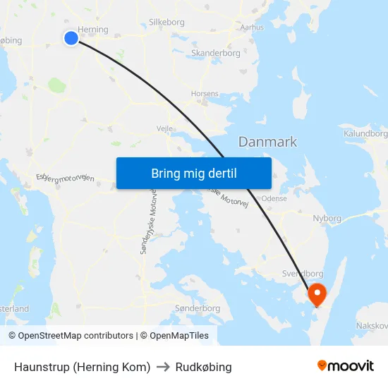 Haunstrup (Herning Kom) to Rudkøbing map