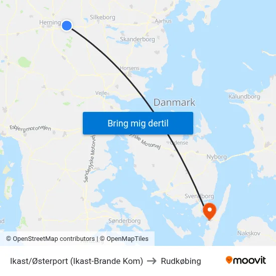 Ikast/Østerport (Ikast-Brande Kom) to Rudkøbing map