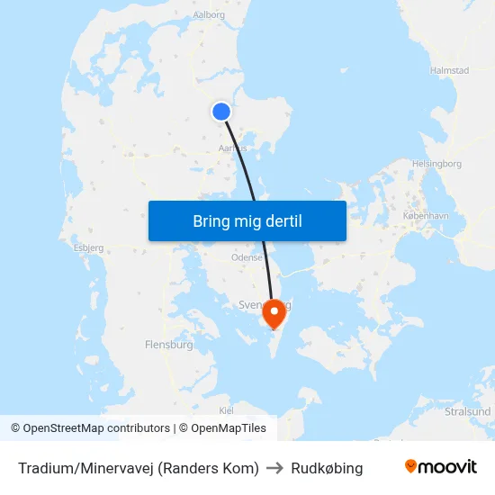Tradium/Minervavej (Randers Kom) to Rudkøbing map