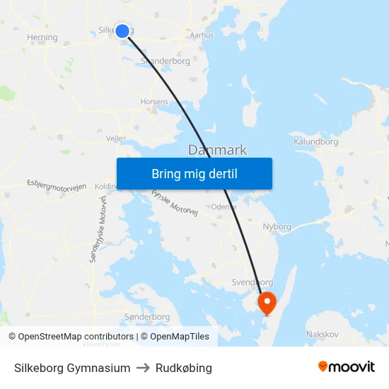 Silkeborg Gymnasium to Rudkøbing map