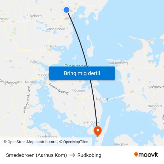 Smedebroen (Aarhus Kom) to Rudkøbing map