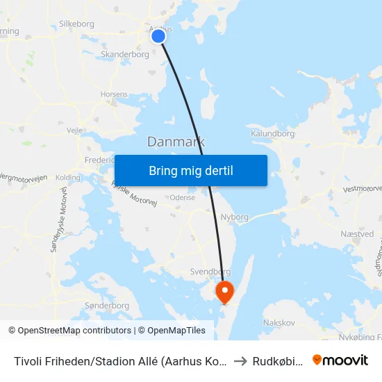 Tivoli Friheden/Stadion Allé (Aarhus Kom) to Rudkøbing map