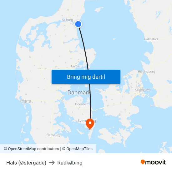 Hals (Østergade) to Rudkøbing map