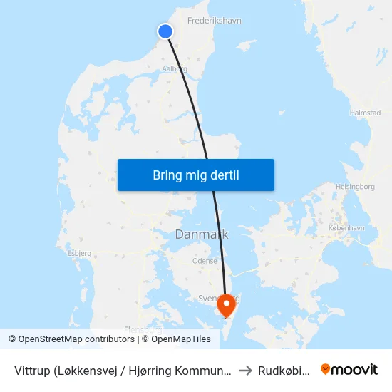Vittrup (Løkkensvej / Hjørring Kommune) to Rudkøbing map