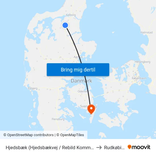 Hjedsbæk (Hjedsbækvej / Rebild Kommune) to Rudkøbing map