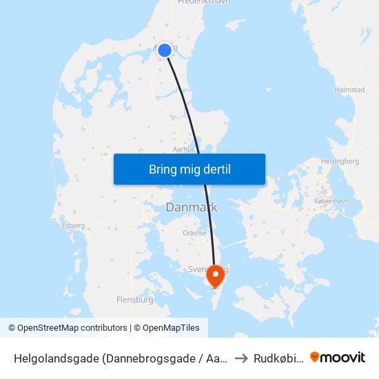 Helgolandsgade (Dannebrogsgade / Aalborg) to Rudkøbing map