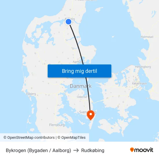 Bykrogen (Bygaden / Aalborg) to Rudkøbing map