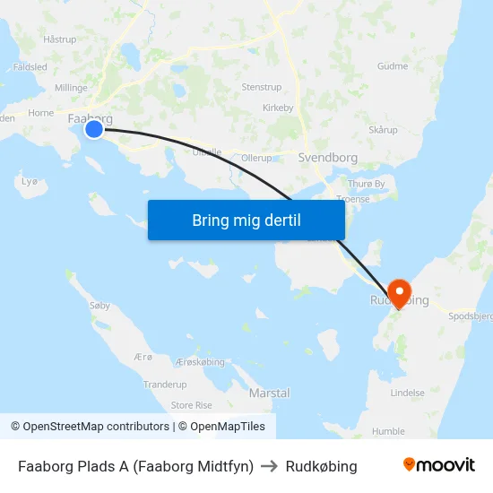 Faaborg Plads A (Faaborg Midtfyn) to Rudkøbing map