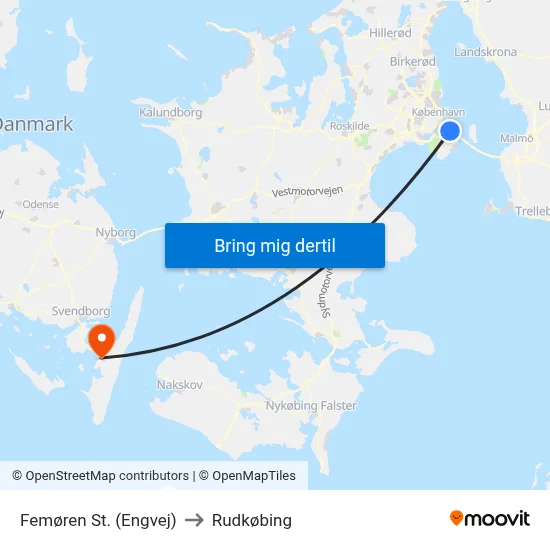 Femøren St. (Engvej) to Rudkøbing map