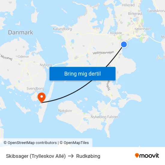 Skibsager (Trylleskov Allé) to Rudkøbing map