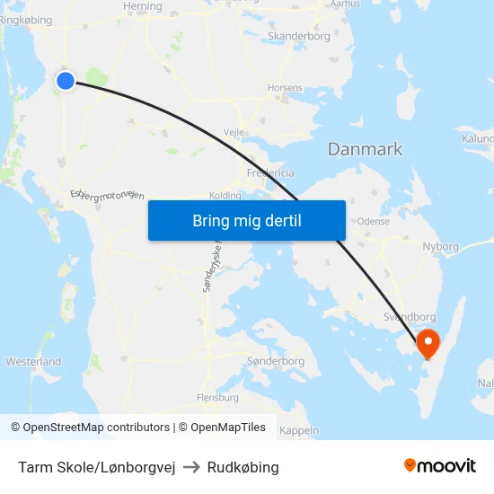 Tarm Skole/Lønborgvej to Rudkøbing map