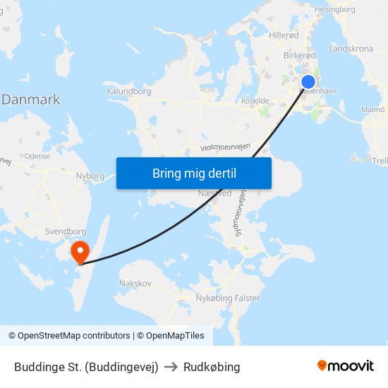 Buddinge St. (Buddingevej) to Rudkøbing map