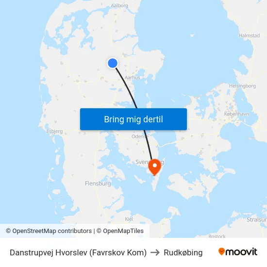 Danstrupvej Hvorslev (Favrskov Kom) to Rudkøbing map