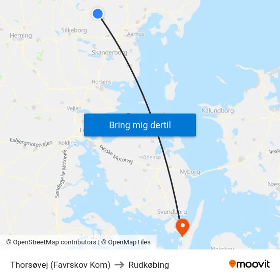 Thorsøvej (Favrskov Kom) to Rudkøbing map