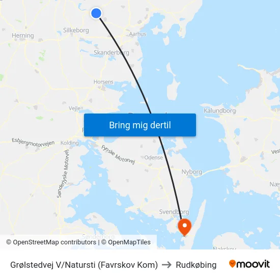 Grølstedvej V/Natursti (Favrskov Kom) to Rudkøbing map