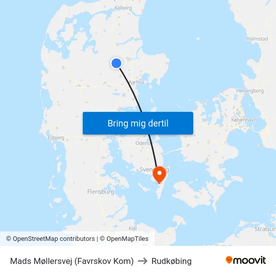 Mads Møllersvej (Favrskov Kom) to Rudkøbing map