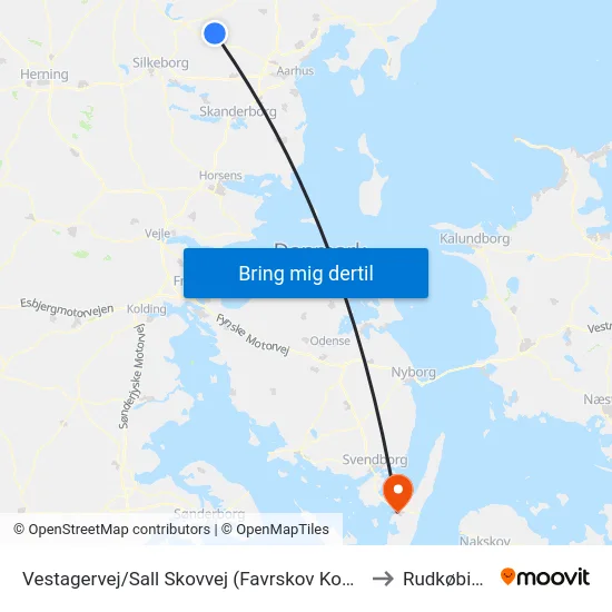 Vestagervej/Sall Skovvej (Favrskov Kom) to Rudkøbing map