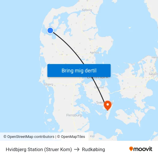 Hvidbjerg Station (Struer Kom) to Rudkøbing map