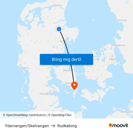 Ydervangen/Skelvangen to Rudkøbing map
