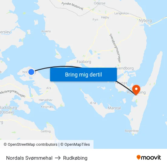 Nordals Svømmehal to Rudkøbing map