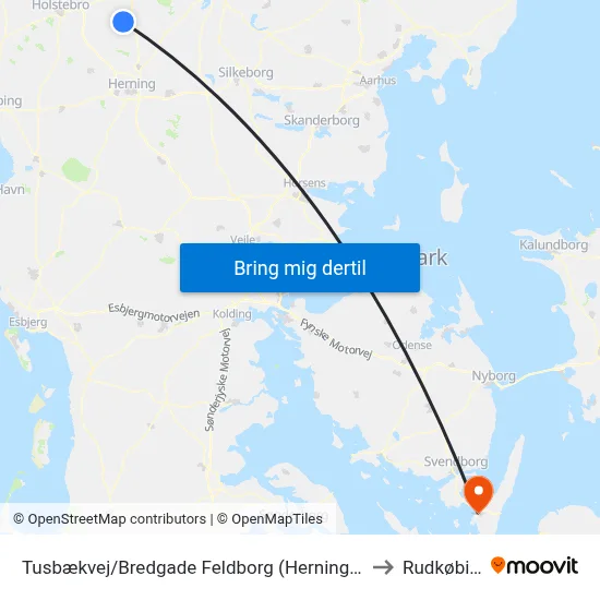 Tusbækvej/Bredgade Feldborg (Herning Kom) to Rudkøbing map