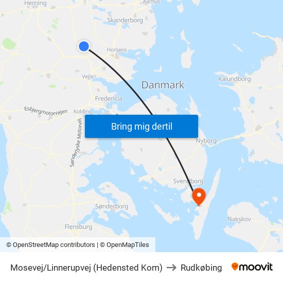 Mosevej/Linnerupvej (Hedensted Kom) to Rudkøbing map